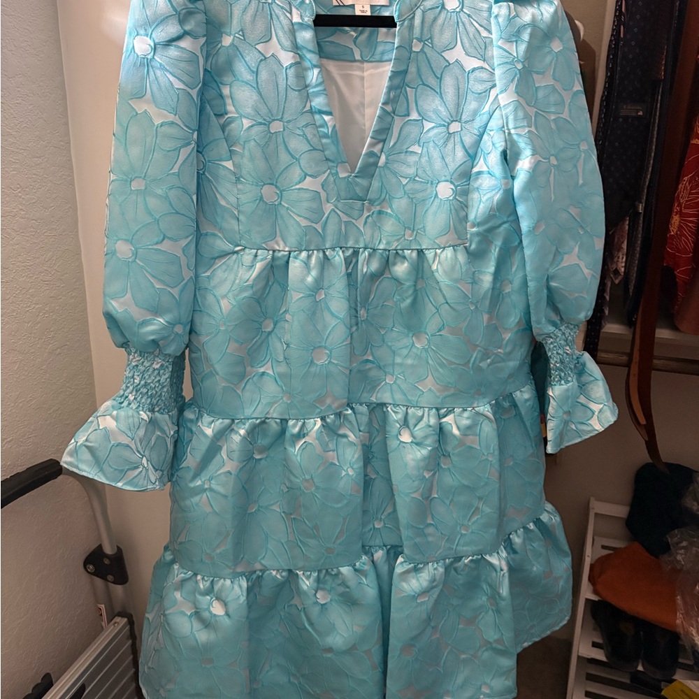 Tuckernuck Pomander Place Aqua Floral Kenzo Dress
